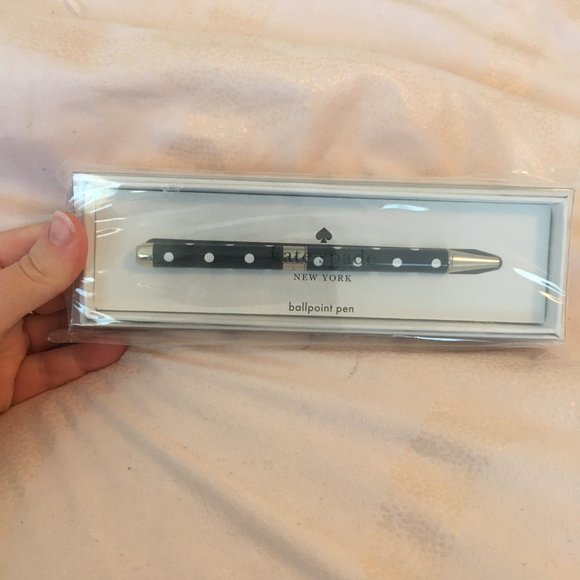 kate spade charming dot ballpoint pen black white polka dot nwt - Picture 6 of 10